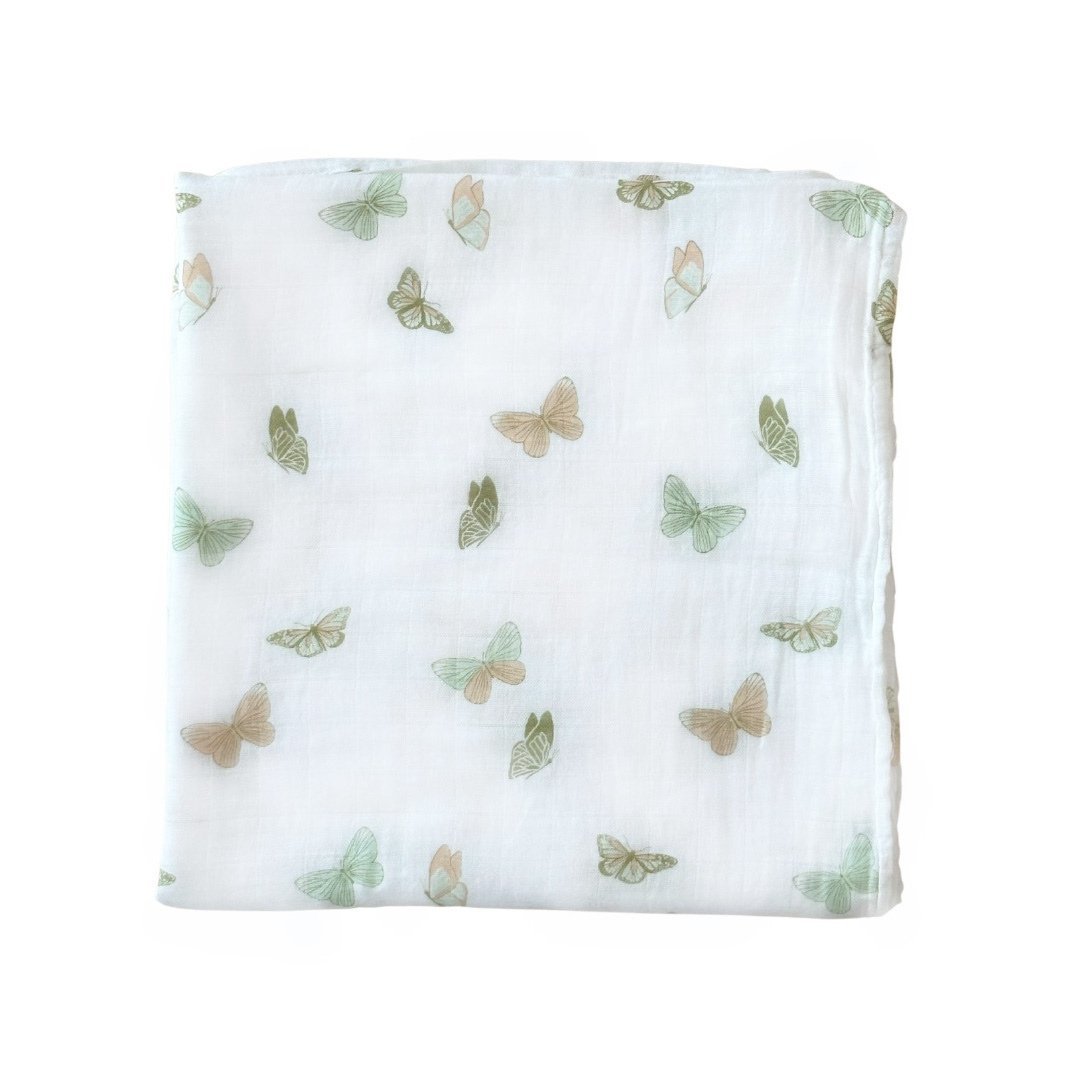 Bamboo Muslin Swaddle Blanket in The Fun-gis - HoneyBug 