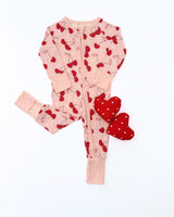 Bamboo Zip Romper | Cherry Heart - HoneyBug 