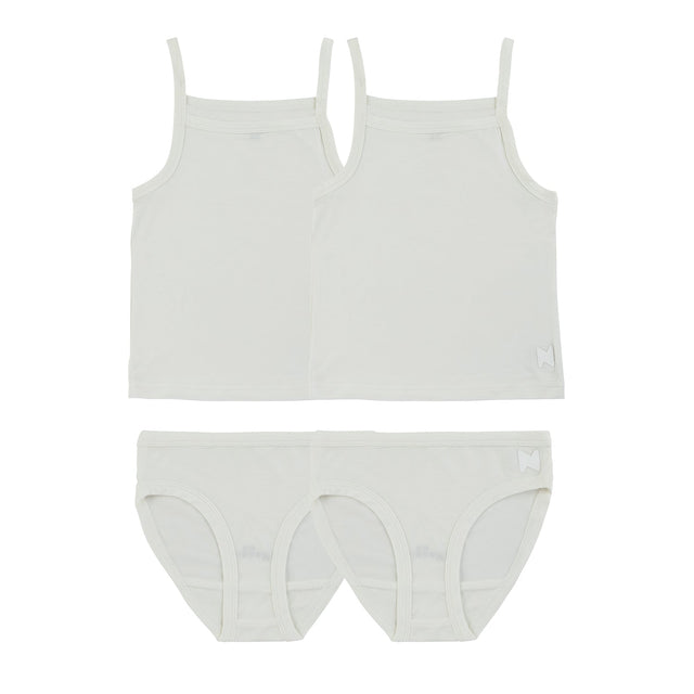 Bamboo Cotton White, Girl  (2 Sets) - HoneyBug 