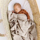 Organic Cotton Pointelle Baby Knit Blanket - Beige