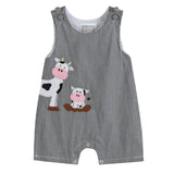 Black Gingham Cow Family Shortalls