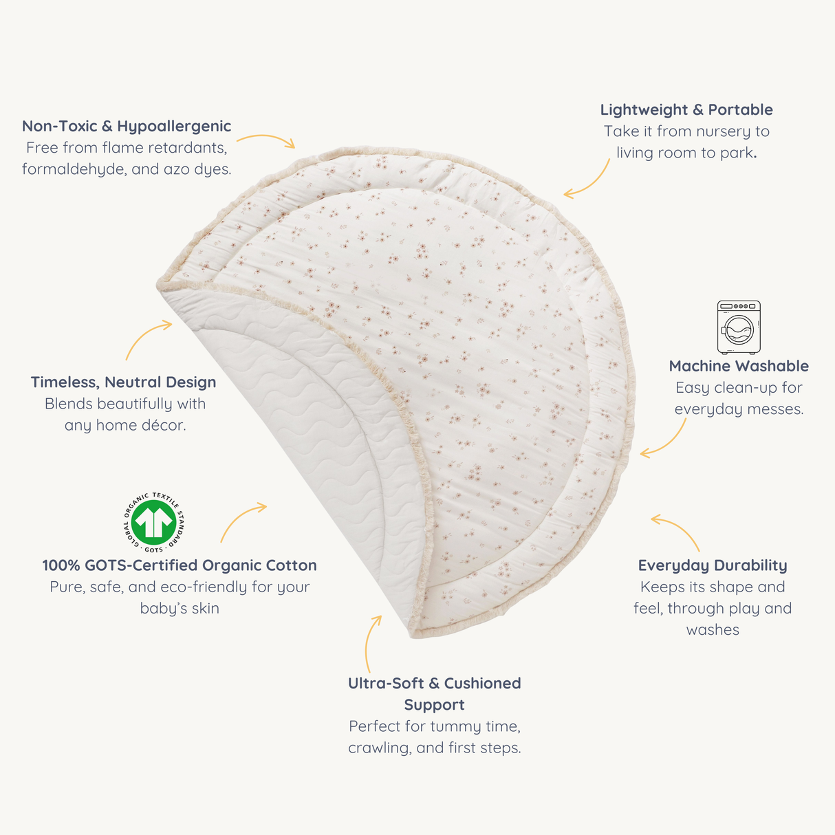 Organic Cotton Quilted Play Mat - Bloom