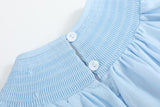 Blue and White Smocked Bubble Romper