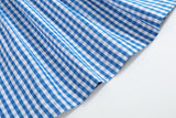 Blue Gingham Pumpkin Smocked Ruffle Bishop Dress