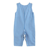 Blue Gingham Pumpkin Train Smocked Overalls