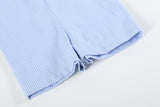 Blue Gingham Whale Overall Shortalls