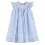 Blue Seersucker Easter Bunny Smocked Bishop Dress