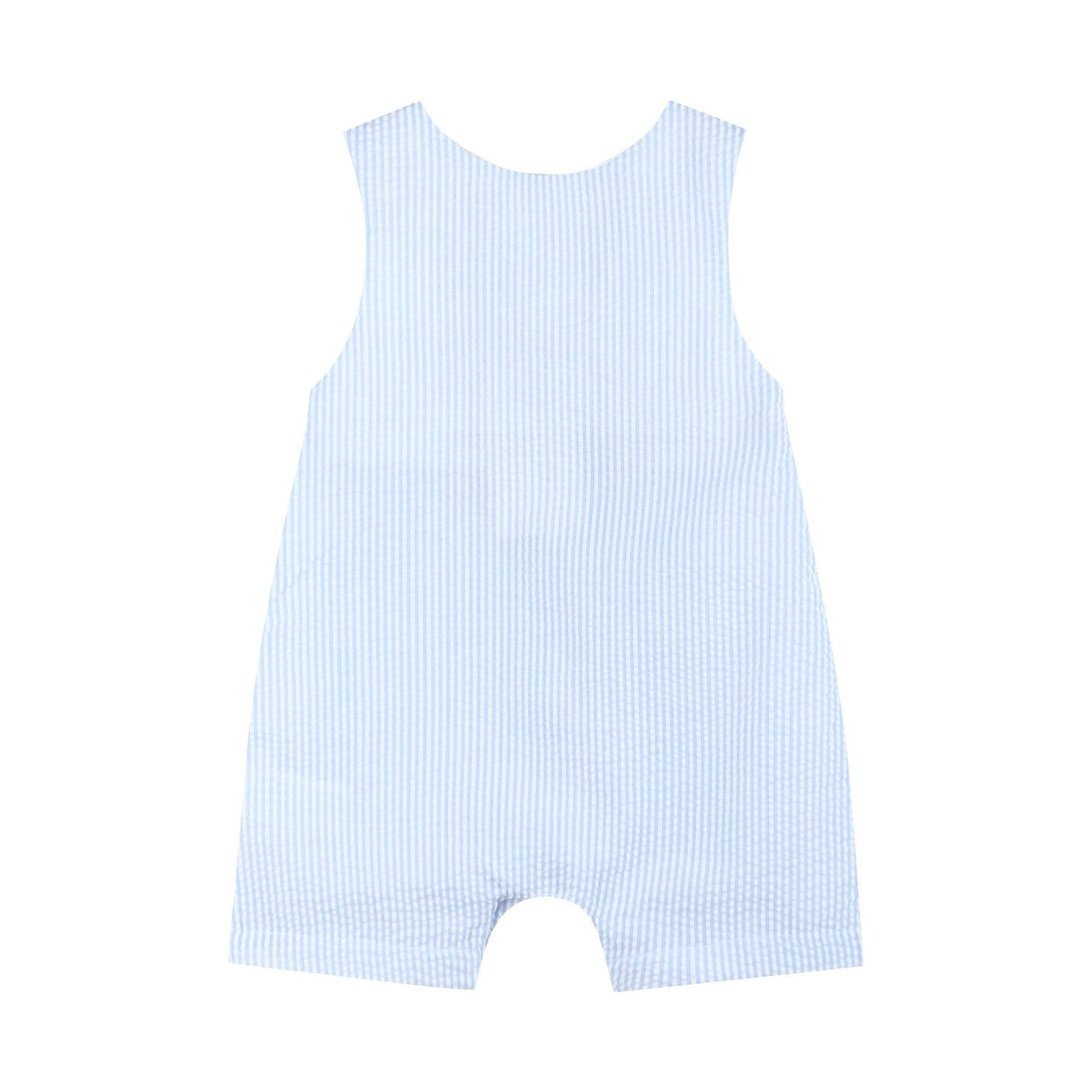 Blue Seersucker Helicopter Smocked Shortalls