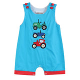 Blue Tractor Applique Shortalls