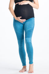 Blue Crush Moto Maternity Leggings - HoneyBug 