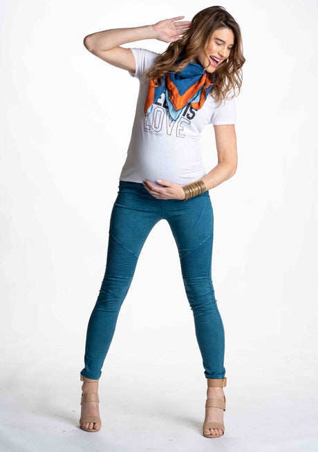Blue Crush Moto Maternity Leggings - HoneyBug 