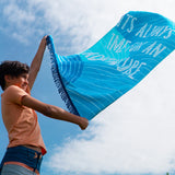 Blue Currents Kids' Beach Towel – "It's Always Time for an Adventure" - HoneyBug 