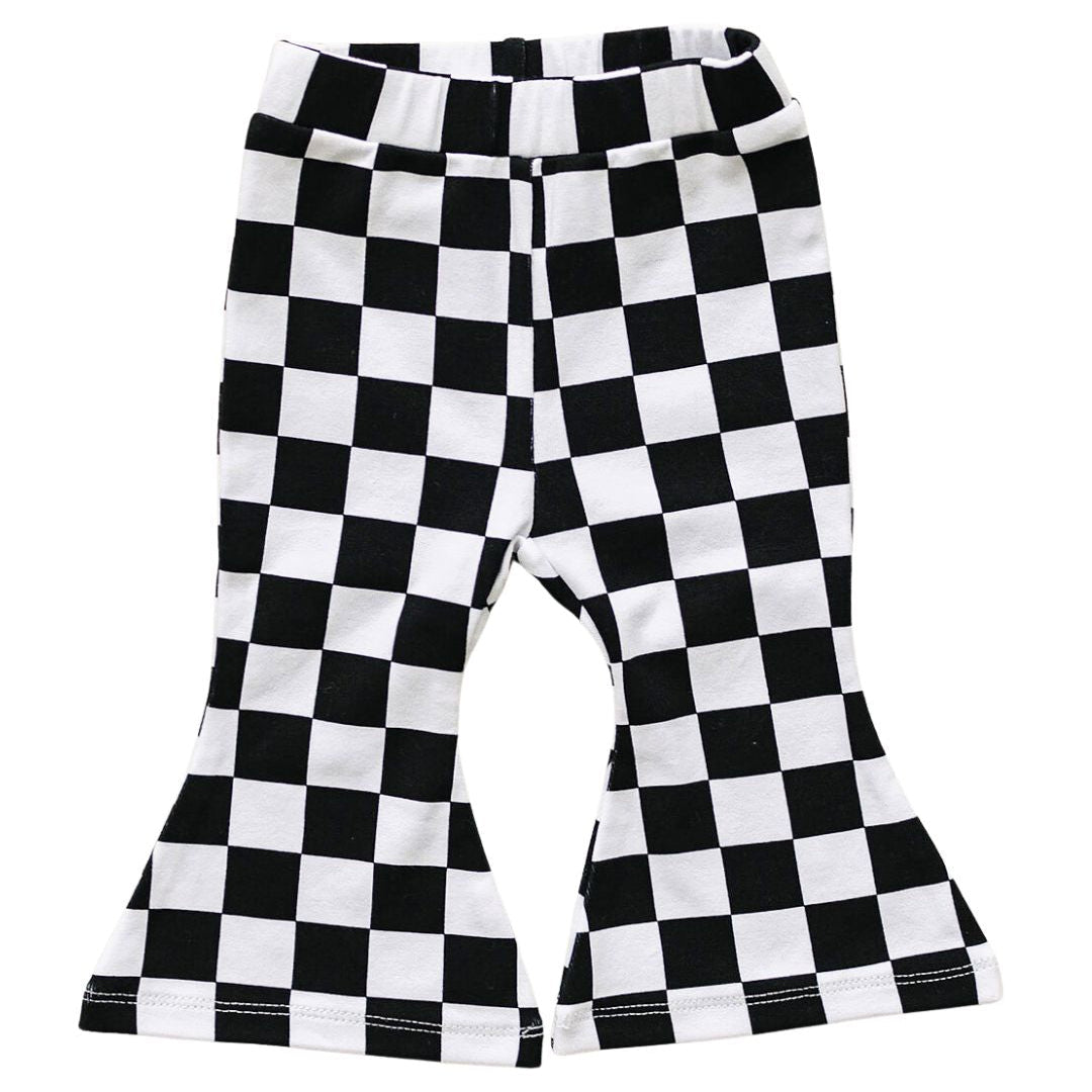 Checkered Flare Pants | Black - HoneyBug 