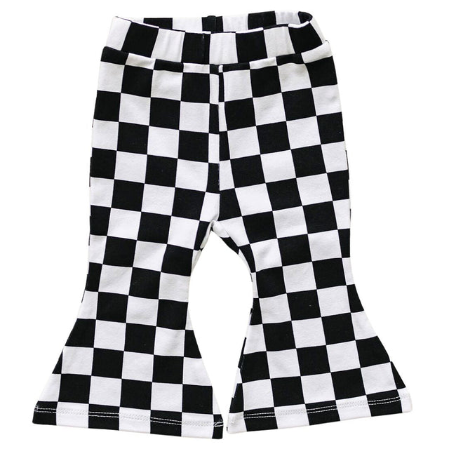 Checkered Flare Pants | Black - HoneyBug 