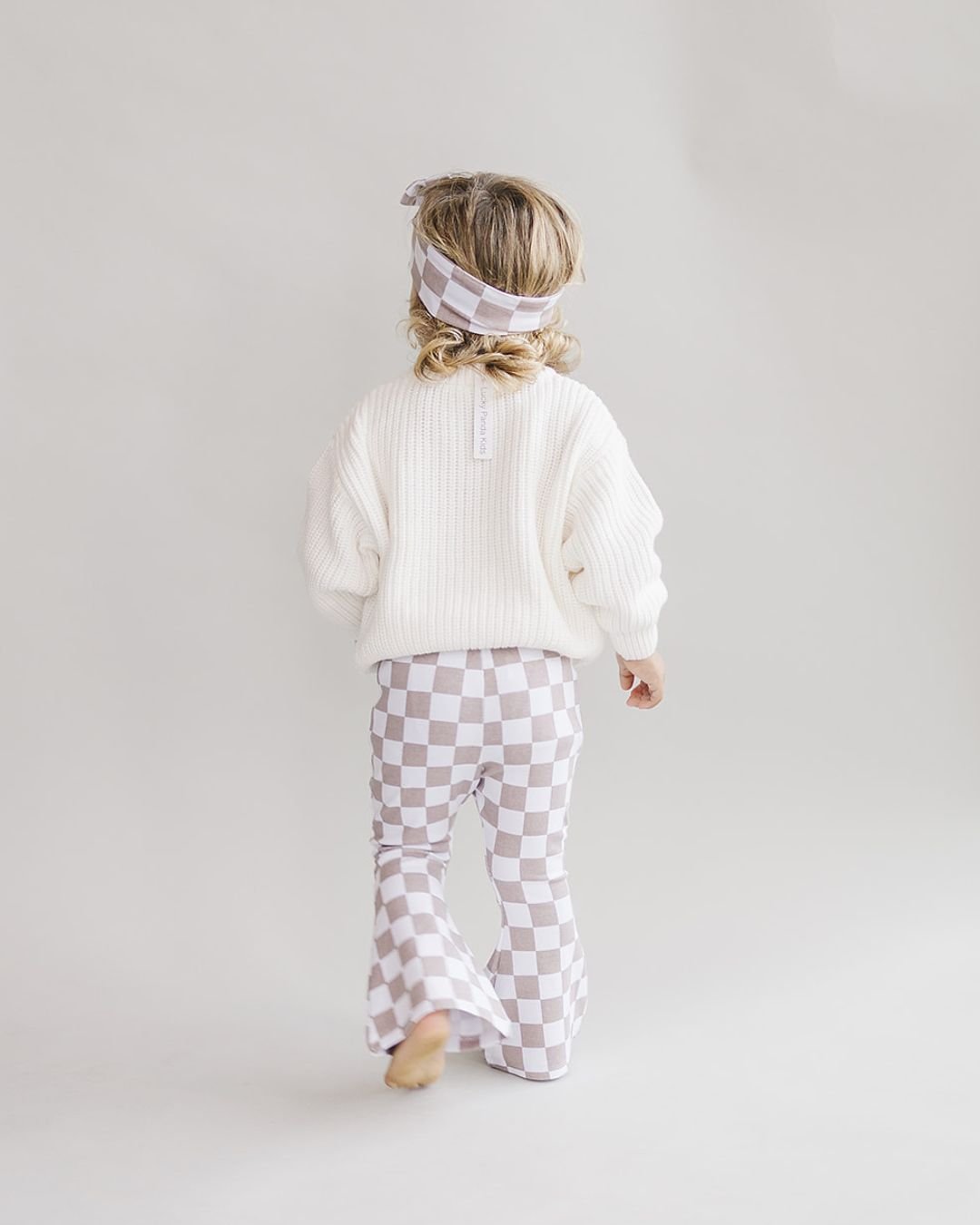 Checkered Flare Pants | Latte - HoneyBug 