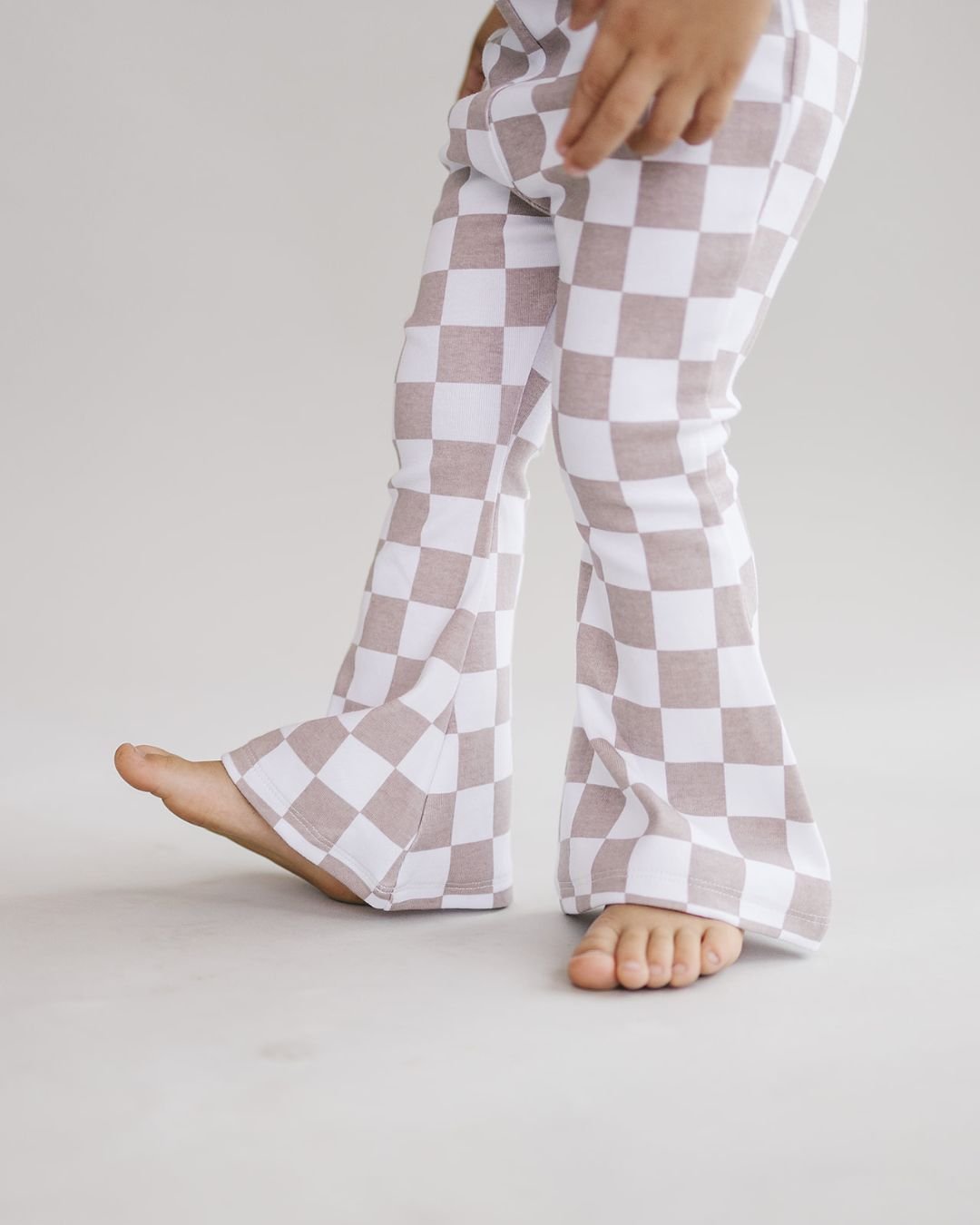 Checkered Flare Pants | Latte - HoneyBug 