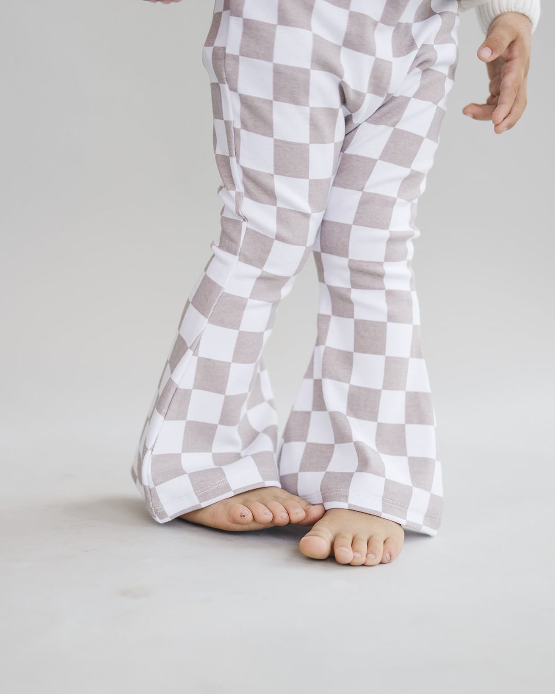 Checkered Flare Pants | Latte - HoneyBug 
