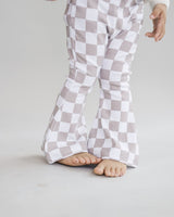 Checkered Flare Pants | Latte - HoneyBug 