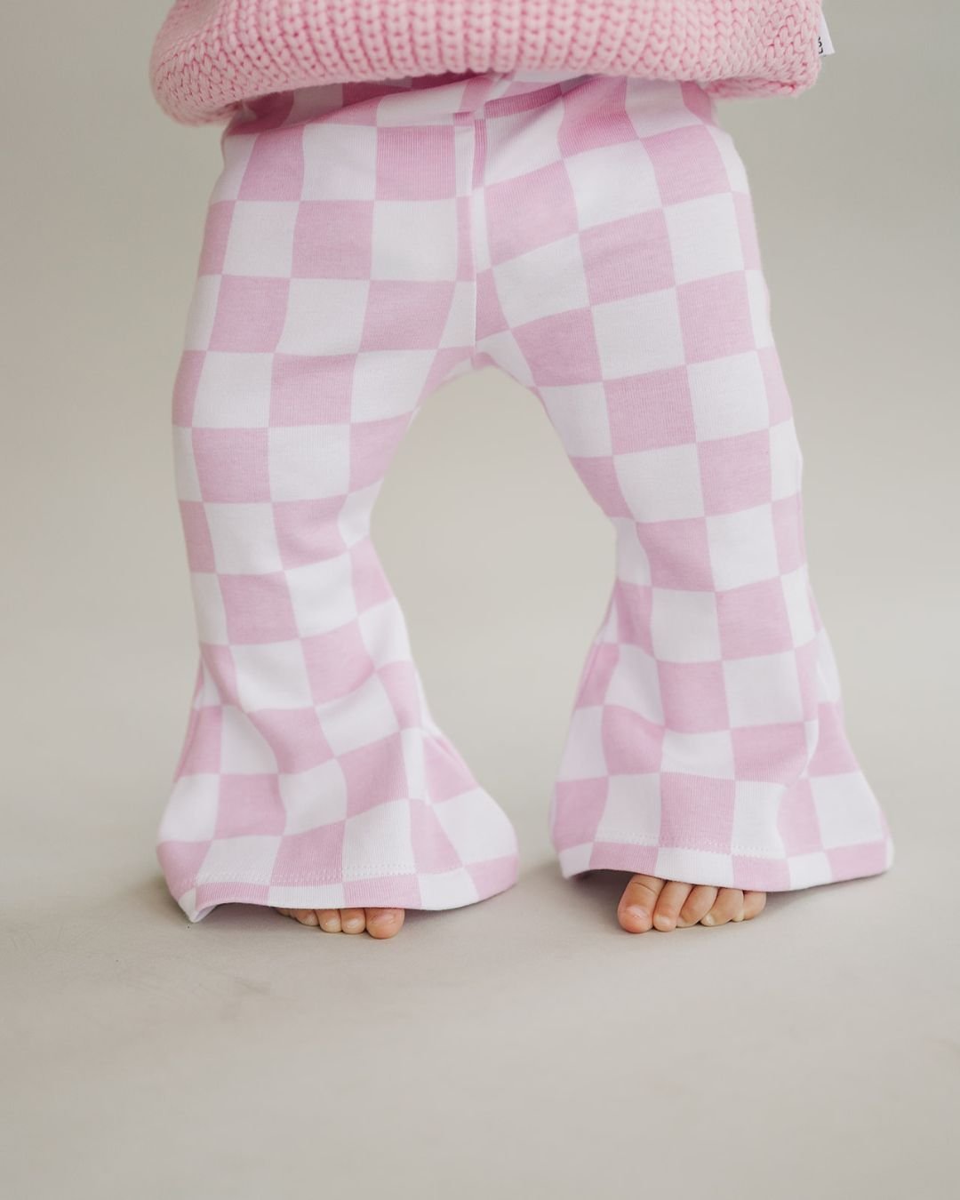 Checkered Flare Pants | Pink - HoneyBug 