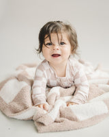 Checkered Plush Blanket | Latte - HoneyBug 