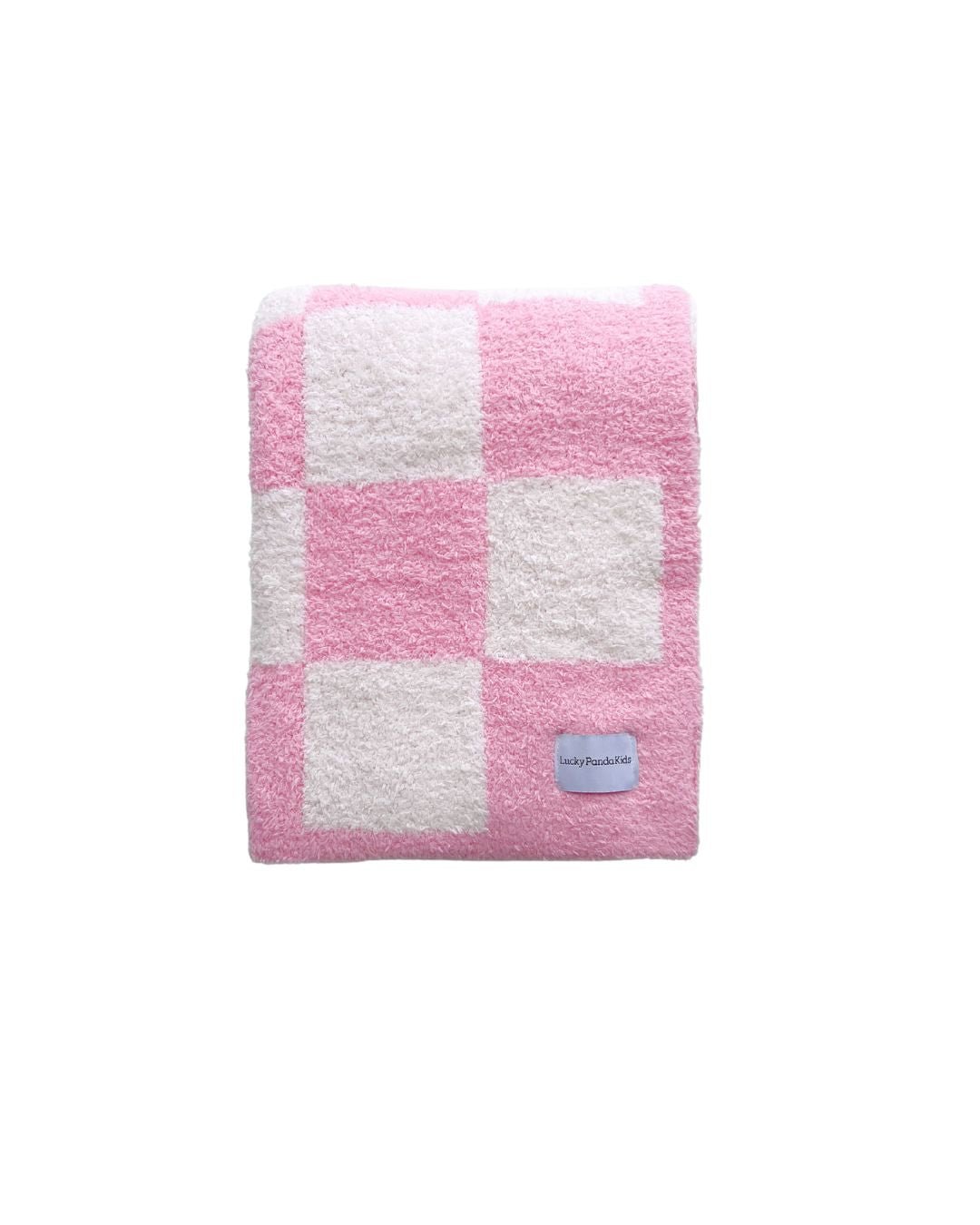 Checkered Plush Blanket | Pink - HoneyBug 