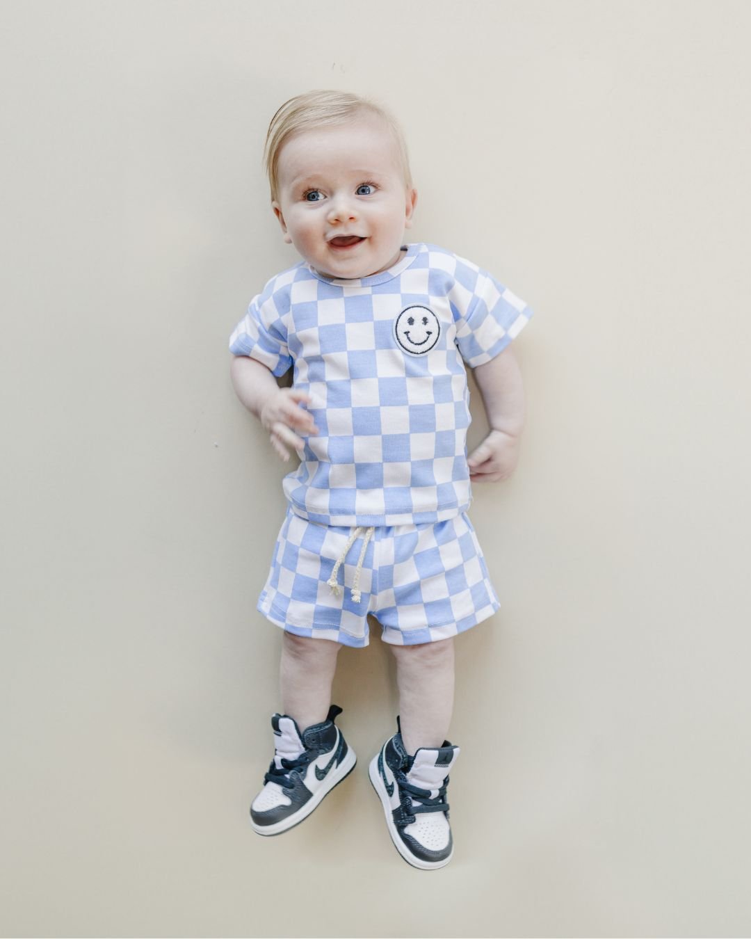 Checkered Shorts Set | Blue - HoneyBug 