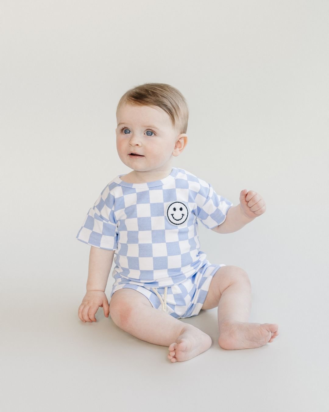 Checkered Shorts Set | Blue - HoneyBug 