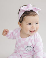 Checkered Smiley Lounge Set | Pink - HoneyBug 