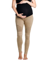 Desert Khaki Moto Maternity Leggings - HoneyBug 