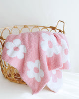 Daisy Fuzzy Blanket | Pink - HoneyBug 