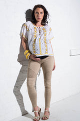 Desert Khaki Moto Maternity Leggings - HoneyBug 