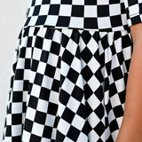 MID SLEEVE TWIRL DRESS- B+W Check - HoneyBug 