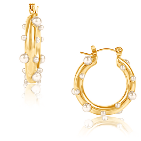 Nicoletta Pearl Hoop Earring - HoneyBug 