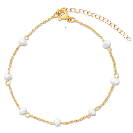 Rosette Pearl Chain Anklet - HoneyBug 