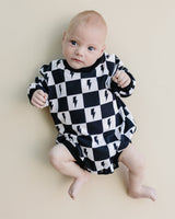 Bubble Romper | Charcoal Bolts - HoneyBug 