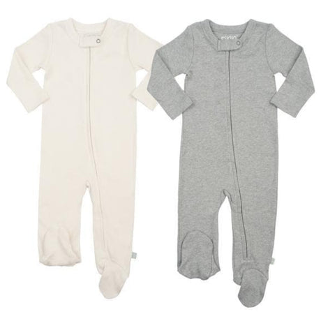 2 pc. zipper footie set | ivory & heather grey - HoneyBug 