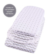 Waterproof Bassinet Sheet Set - Grey Chevron & Polka Dot - HoneyBug 