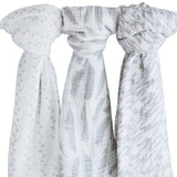 3 Pack Cotton Muslin Swaddle Blanket - Classic Grey - HoneyBug 