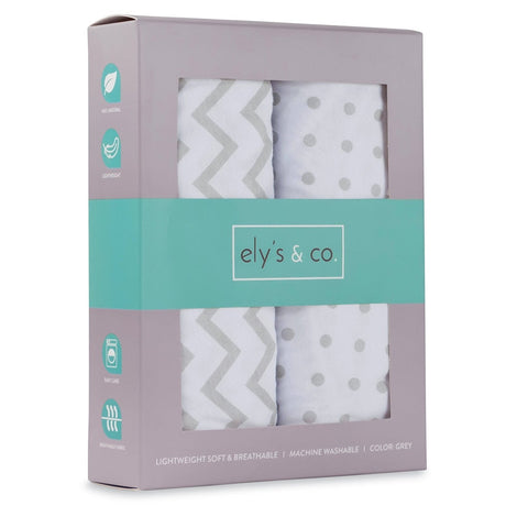Bassinet Sheet Set - Grey Chevron & Polka Dot - HoneyBug 