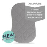 Quilted Waterproof Bassinet Sheet with Heat Protection - Grey - HoneyBug 