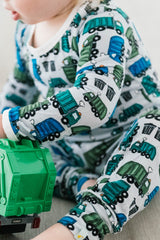 Long Sleeve Pajama Set - Garbage Trucks - HoneyBug 