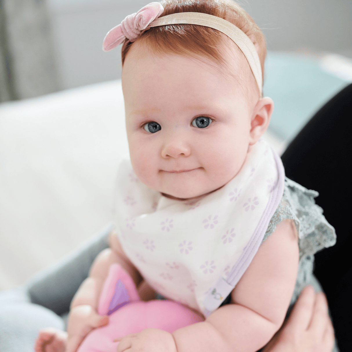 Blueberries and Flowers Lavender2 Pack Muslin & Terry Cloth Bib Set - HoneyBug 