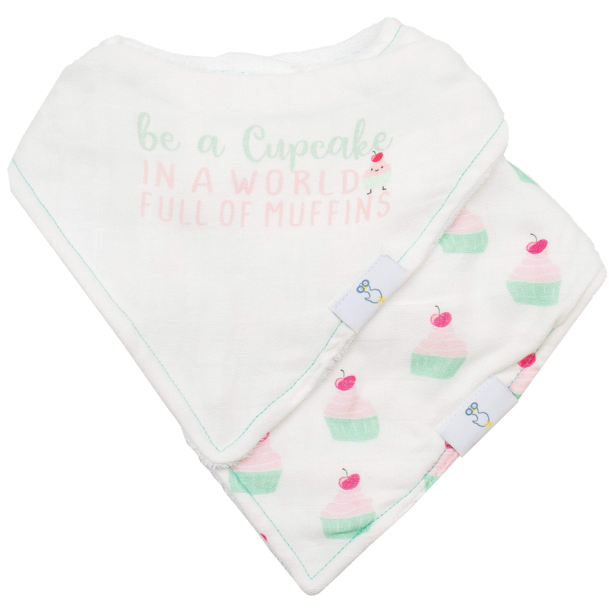Muffin and Cupcake 2 Pack Muslin & Terry Cloth Bib Set - HoneyBug 