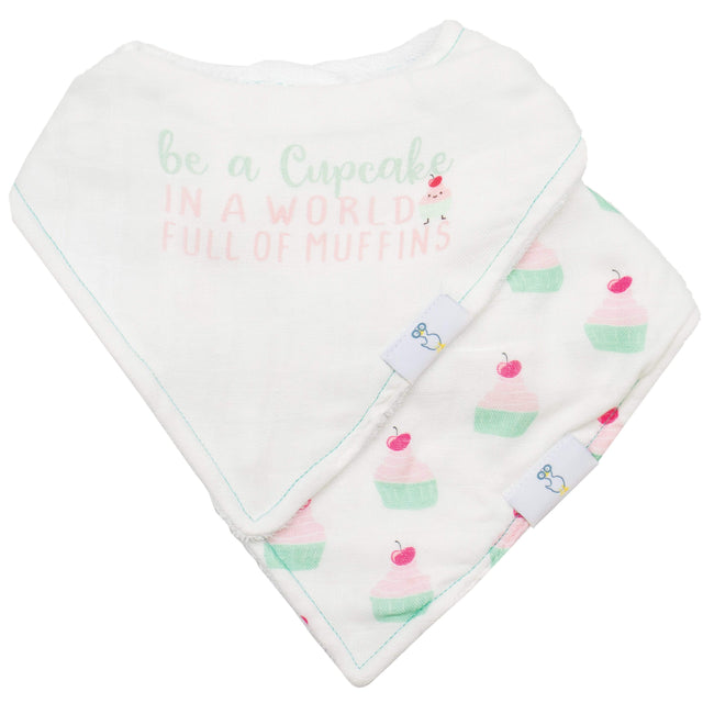 Muffin and Cupcake 2 Pack Muslin & Terry Cloth Bib Set - HoneyBug 