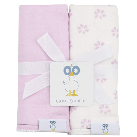 Flowers and Purple 2 PK Muslin & Terry Cloth Burp Cloth - HoneyBug 