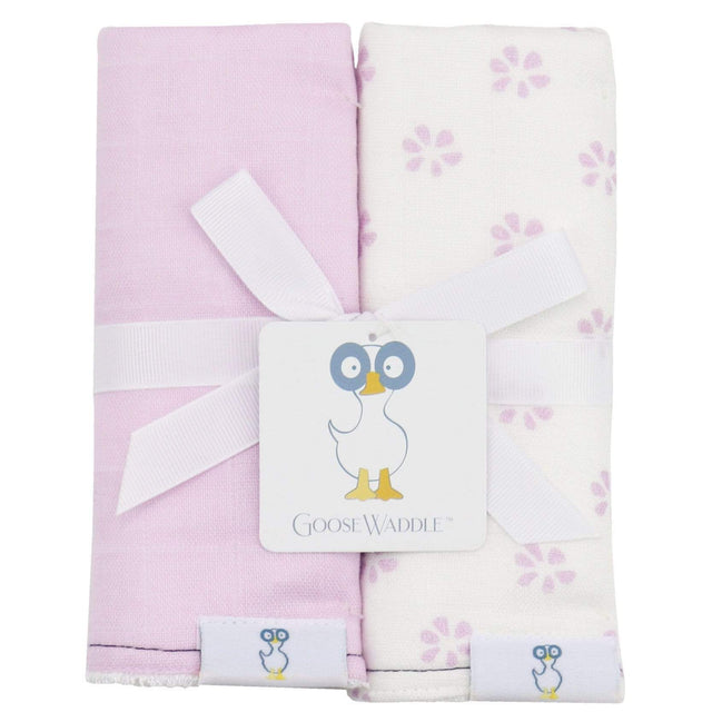 Flowers and Purple 2 PK Muslin & Terry Cloth Burp Cloth - HoneyBug 
