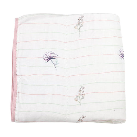 Flower and Pink Oversized Bamboo Muslin Quilted Blanket - HoneyBug 