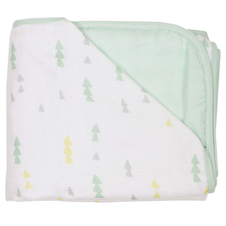 Triangles and Mint Oversized Bamboo Muslin Quilted Blanket - HoneyBug 