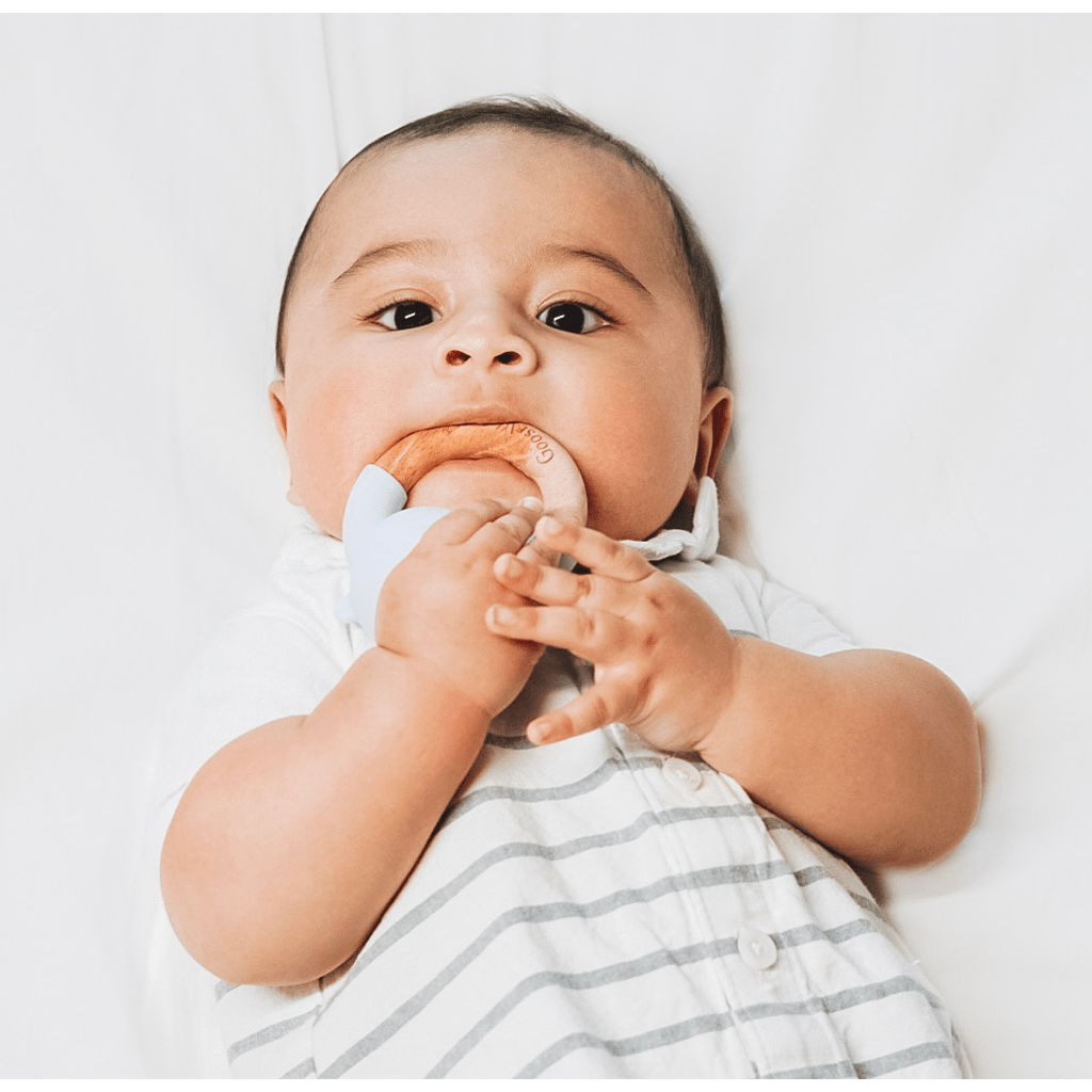 Rattle Teether Wooden + Silicone (4 Colors) - HoneyBug 