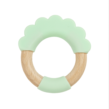 Mint Lion Circle Lion Head Teether Silicone + Wood Teether - HoneyBug 